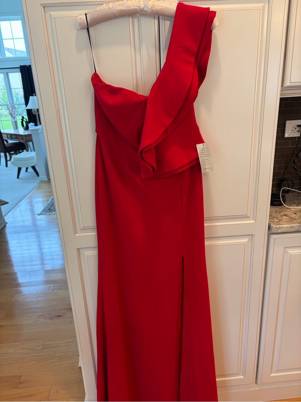 Lulus One-Shoulder Red Ruffle Gown